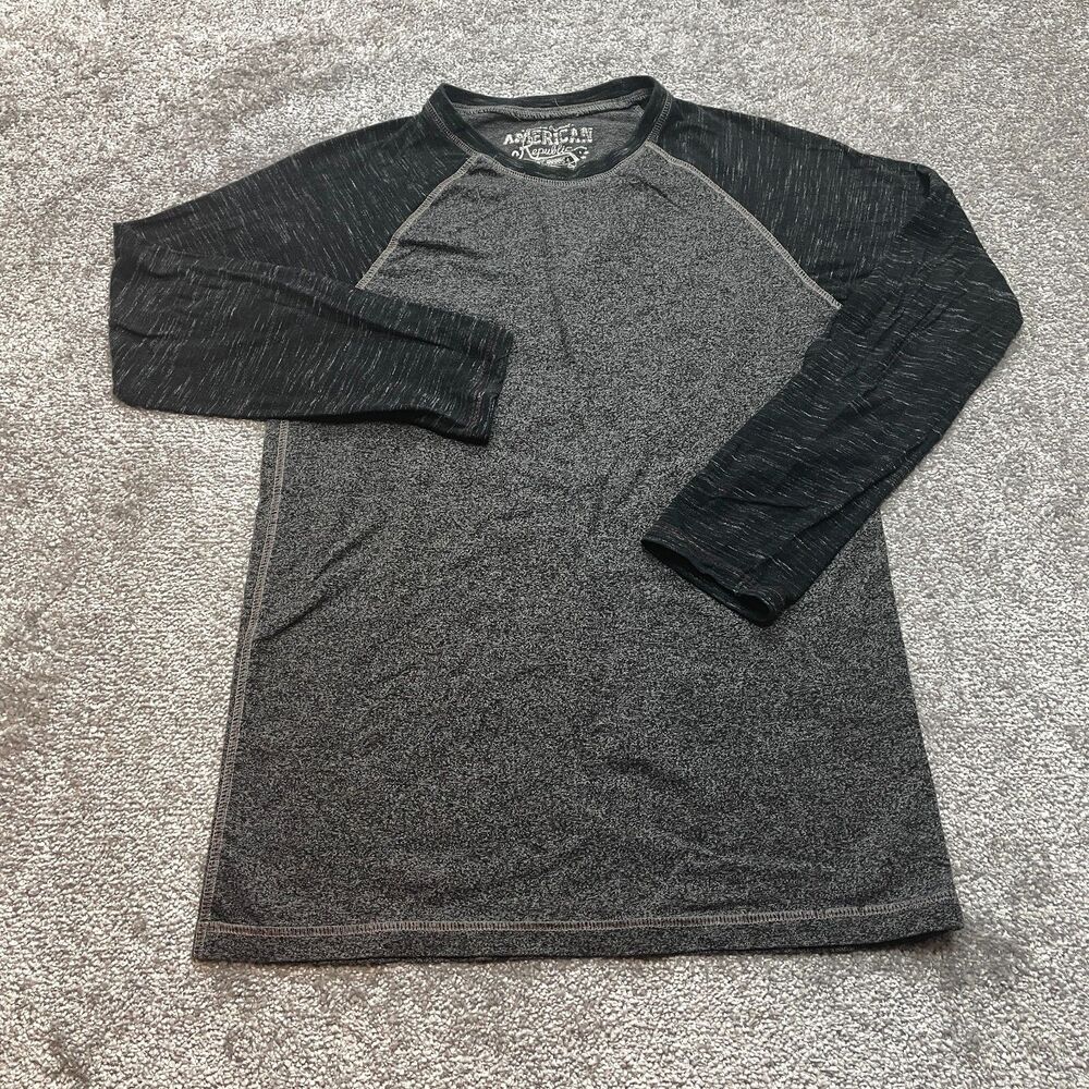 American Republic Shirt Mens Small Gray Raglan Soft Long Sleeve Baseball Tee